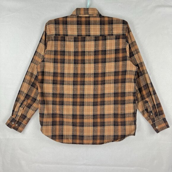 Mountain Ridge Explore Life Men's Long Sleeve Orange Navy Plaid Shirt XL Buttons - Picture 2 of 9